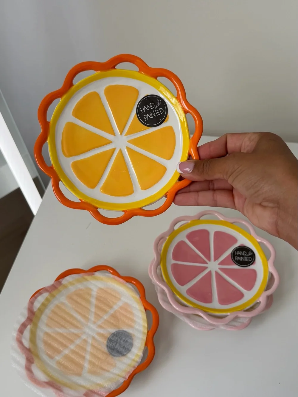 4 PC Ceramic Citrus Plate Set